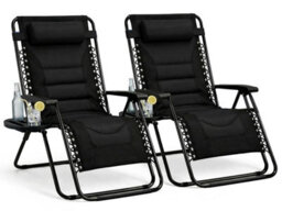 Straame Zero Gravity Chairs Set Of 2,folding Reclining Garden Textilene Outdoor Chair, Lockable 170 Sun Loungers For Steel Frame