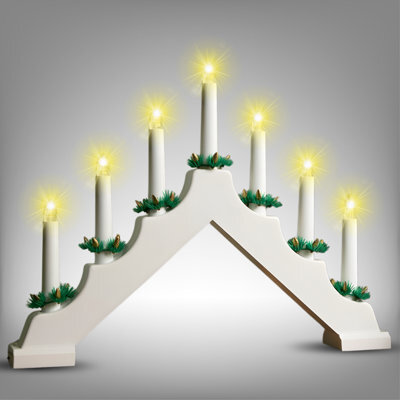 7 Led Candle Bridge Battery Operated With 6 Hours Timer Wooden Christmas Window Decoration Warm White Light - White - image 1