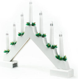 7 Led Candle Bridge Battery Operated With 6 Hours Timer Wooden Christmas Window Decoration Warm White Light - White - thumbnail 4