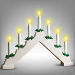 7 Led Candle Bridge Battery Operated With 6 Hours Timer Wooden Christmas Window Decoration Warm White Light - White - thumbnail 1