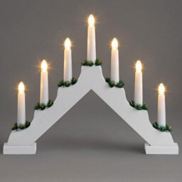 7 Led Candle Bridge Battery Operated With 6 Hours Timer Wooden Christmas Window Decoration Warm White Light - White - thumbnail 8