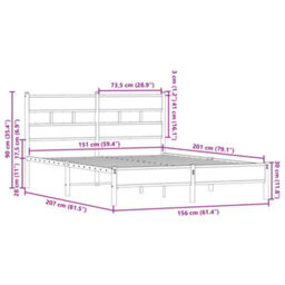 Berkfield Bed Frame Without Mattress With Headboard Sonoma Oak 150X200 Cm King Size - thumbnail 9
