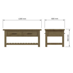FWSTYLE 2 Drawer Storage Coffee Table Solid Natural Reclaimed Pine - thumbnail 4