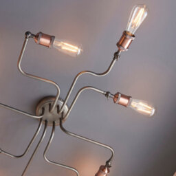 Anson Lighting Portales 8Lt Semi Flush Light Finished In Aged Copper And Aged Pewter Plate - thumbnail 3