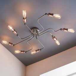 Anson Lighting Portales 8Lt Semi Flush Light Finished In Aged Copper And Aged Pewter Plate - thumbnail 2