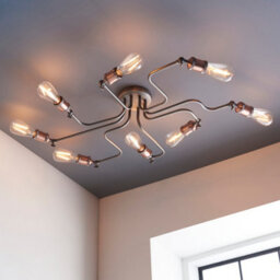 Anson Lighting Portales 8Lt Semi Flush Light Finished In Aged Copper And Aged Pewter Plate - thumbnail 1