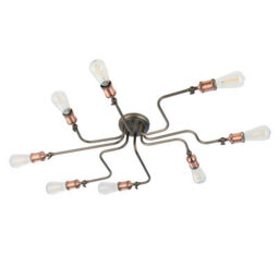 Anson Lighting Portales 8Lt Semi Flush Light Finished In Aged Copper And Aged Pewter Plate - thumbnail 6