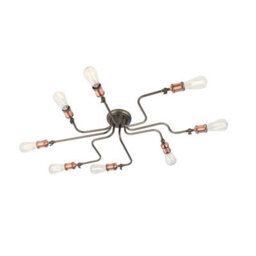 Anson Lighting Portales 8Lt Semi Flush Light Finished In Aged Copper And Aged Pewter Plate - thumbnail 5