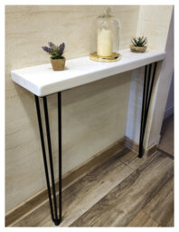Moderix Rustic Console Table 225mm Hairpin 3R 860mm White Length Of 120Cm - thumbnail 1