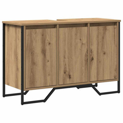 Berkfield Modern Bathroom Sink Cabinet Artisan Oak 91X35X60 Cm Engineered Wood - image 1