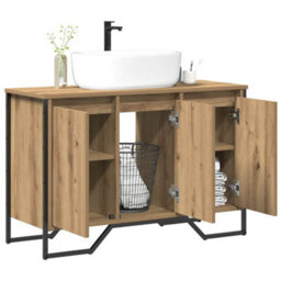 Berkfield Modern Bathroom Sink Cabinet Artisan Oak 91X35X60 Cm Engineered Wood - thumbnail 3