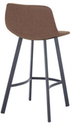 Lamboro Antico Kitchen Bar Stool, Single, Faux Leather Seat, Metal Leg Fixed Height Stool With Footrest For Breakfast Bar Stool, Brown - thumbnail 2