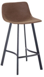 Lamboro Antico Kitchen Bar Stool, Single, Faux Leather Seat, Metal Leg Fixed Height Stool With Footrest For Breakfast Bar Stool, Brown