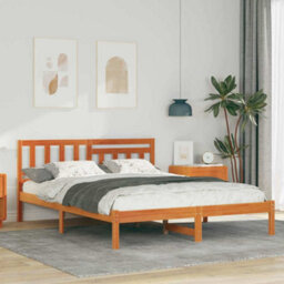 Berkfield Modern With Headboard Wax Brown 140 X 200 Cm Solid Pine Wood - thumbnail 2