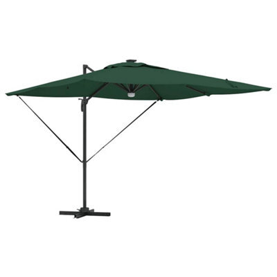 Berkfield Modern Cantilever Roma Parasol With Leds Green 286X285X270 Cm Aluminium - image 1