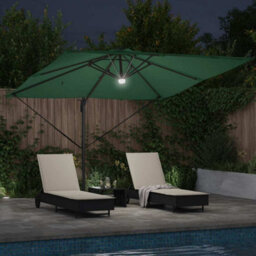 Berkfield Modern Cantilever Roma Parasol With Leds Green 286X285X270 Cm Aluminium - thumbnail 4