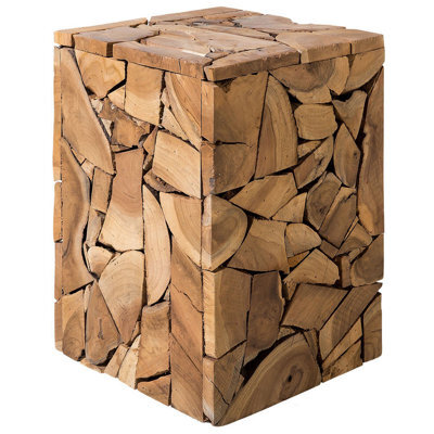 Beliani Side Table Nelson Teak Wood Brown - image 1