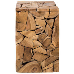 Beliani Side Table Nelson Teak Wood Brown - thumbnail 4