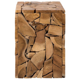 Beliani Side Table Nelson Teak Wood Brown - thumbnail 5