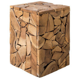 Beliani Side Table Nelson Teak Wood Brown - thumbnail 1