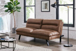 Home Detail Edmonton Air Leather Sofa Bed Padded Fabric 3 Seater Sofa Bed Function New, Brown