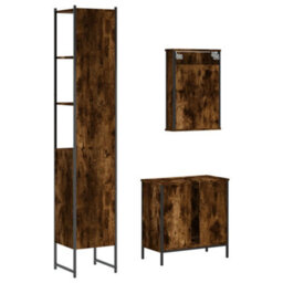 Berkfield 3 Piece Bathroom Furniture Set Smoked Oak Engineered Wood - thumbnail 8