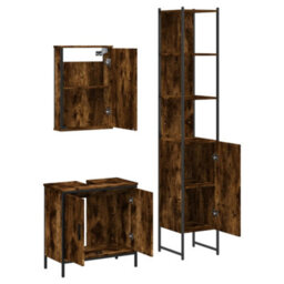 Berkfield 3 Piece Bathroom Furniture Set Smoked Oak Engineered Wood - thumbnail 5