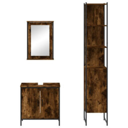 Berkfield 3 Piece Bathroom Furniture Set Smoked Oak Engineered Wood - thumbnail 6