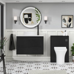Royal Bathrooms Royal Bathroom Elmore 800mm Matt Nocturne Black Wall Mounted Vanity Unit 2 Drawer With Plain White Worktop & No Basin - thumbnail 5