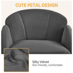 Yaheetech Modern Desk Chair For Home Office Makeup - Dark Grey / Velvet - thumbnail 4