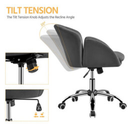 Yaheetech Modern Desk Chair For Home Office Makeup - Dark Grey / Velvet - thumbnail 5