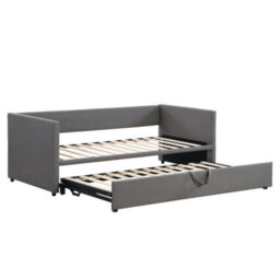 Upholstered Bed, 3Ft Single Bed 90X190Cm, Bottom With Bed 90X190Cm, Can Be Joined Into A Double Bed, Easy Assembly, Linen, Grey - thumbnail 5