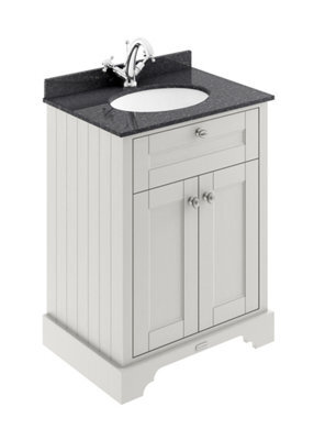 Hudson Reed Floor Standing 2 Door Traditional Vanity Unit With 1 Tap Hole Black Marble Top & Basin, Timeless Sand, 620 X 470 mm - image 1