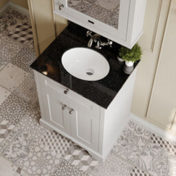 Hudson Reed Floor Standing 2 Door Traditional Vanity Unit With 1 Tap Hole Black Marble Top & Basin, Timeless Sand, 620 X 470 mm - thumbnail 3