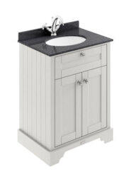 Hudson Reed Floor Standing 2 Door Traditional Vanity Unit With 1 Tap Hole Black Marble Top & Basin, Timeless Sand, 620 X 470 mm