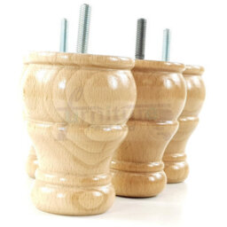 L&F 4X Solid Natural Wood Bun Feet Turned Wooden Furniture Legs Sofas Chairs Stools M10 Cwc802 - thumbnail 3