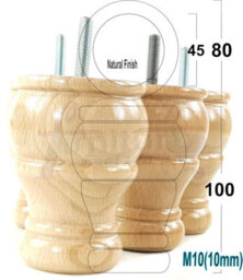 L&F 4X Solid Natural Wood Bun Feet Turned Wooden Furniture Legs Sofas Chairs Stools M10 Cwc802 - thumbnail 1