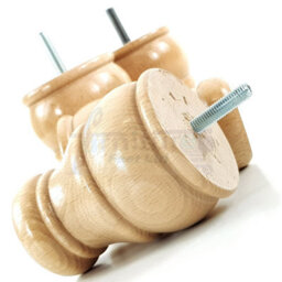 L&F 4X Solid Natural Wood Bun Feet Turned Wooden Furniture Legs Sofas Chairs Stools M10 Cwc802 - thumbnail 4