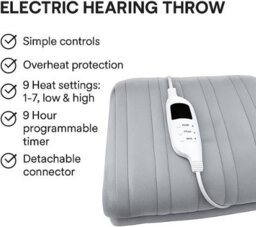 Trendi Electric Throw Blanket 120W Heated Blanket With Digital Controller, Overheat Protection, Machine Washable Soft Flannel (Single) - thumbnail 5