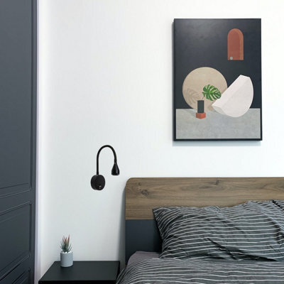 CGC Lighting Stone - Cgc Led Black Flexible Wall Light Bedside Table Reading Light - image 1