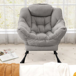 Costway Large Lazy Chair Sherpa Sofa Chair With Cozy Head Pillow Upholstered Accent Chair - thumbnail 9