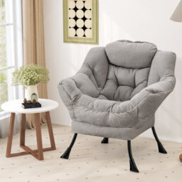 Costway Large Lazy Chair Sherpa Sofa Chair With Cozy Head Pillow Upholstered Accent Chair - thumbnail 8