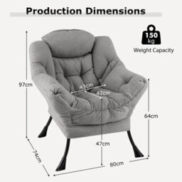 Costway Large Lazy Chair Sherpa Sofa Chair With Cozy Head Pillow Upholstered Accent Chair - thumbnail 2