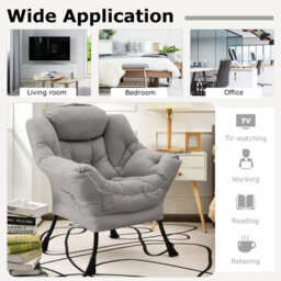 Costway Large Lazy Chair Sherpa Sofa Chair With Cozy Head Pillow Upholstered Accent Chair - thumbnail 7
