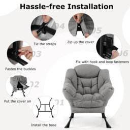 Costway Large Lazy Chair Sherpa Sofa Chair With Cozy Head Pillow Upholstered Accent Chair - thumbnail 5