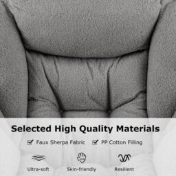 Costway Large Lazy Chair Sherpa Sofa Chair With Cozy Head Pillow Upholstered Accent Chair - thumbnail 4
