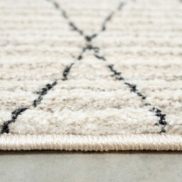 Loomed Beige Abstract Linear Moroccan Berber Living Area Rug 80X150Cm - thumbnail 4