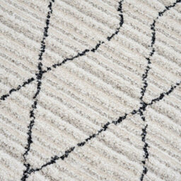 Loomed Beige Abstract Linear Moroccan Berber Living Area Rug 80X150Cm - thumbnail 5