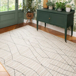 Loomed Beige Abstract Linear Moroccan Berber Living Area Rug 80X150Cm - thumbnail 1