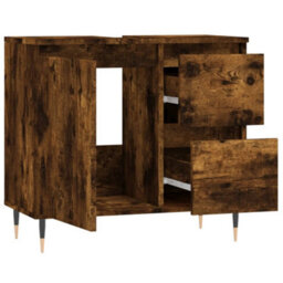 Berkfield Bathroom Cabinet Smoked Oak 65X33X60 Cm Engineered Wood - thumbnail 4
